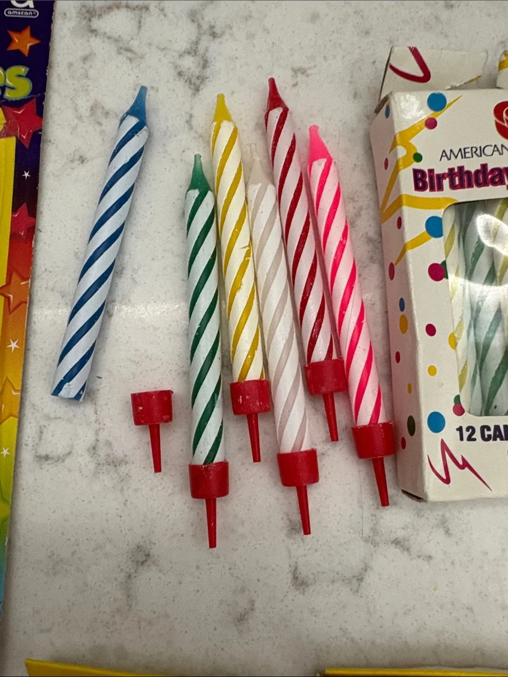 Assorted Party Birthday Candles Set in White, Pink, Blue, Silver, Yellow